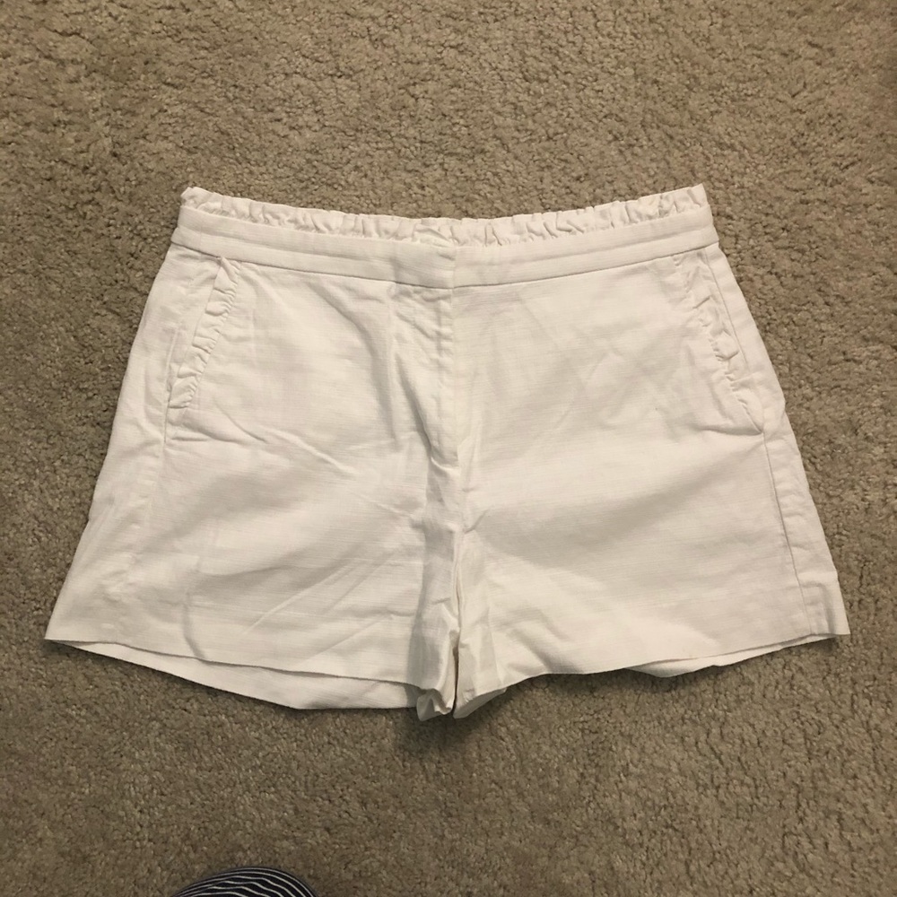 Jcrew White Shorts with Ruffle Detail